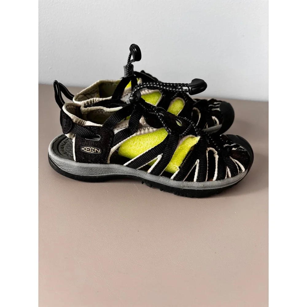 Keen Newport H2 Kids Waterproof Sandals Black Lime‎ Green Bungee Hiking Shoes
